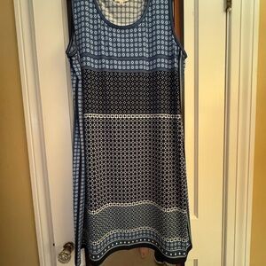 Max Studio Navy and White Geometric sleeveless Dress
